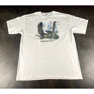 Vintage Vermont State Destination T-shirt With Bald Eagle Scene Anvil Size XL